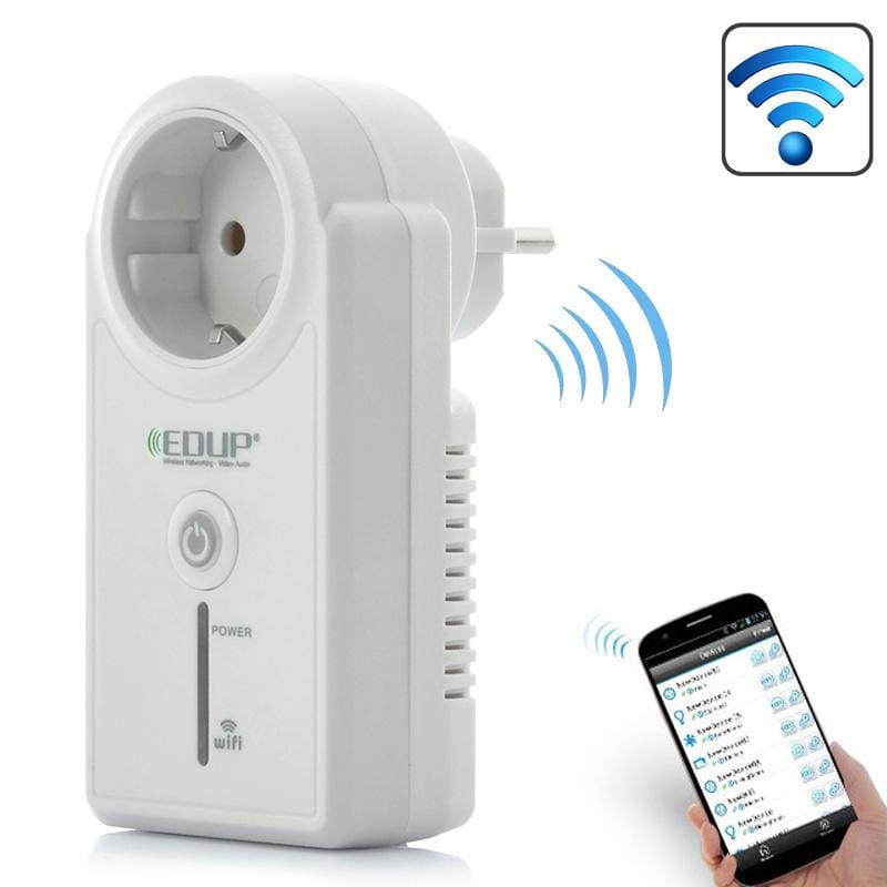 EDUP EP-3703 Wireless Wifi Wall Socket / Wifi Remote Control Smart Socket Remote Controlled Via Internet / LAN, Android + iOS Supported, EU Power Supply (White)