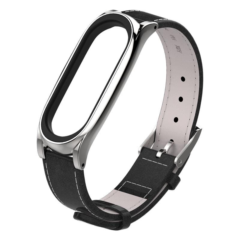 Mijobs Top-grain Leather Strap for Xiaomi Mi Band 3 & 4 & 5 Wrist Straps Screwless Magnetic Bracelet Smart Band Replace Accessories, Host not Included (Style6)