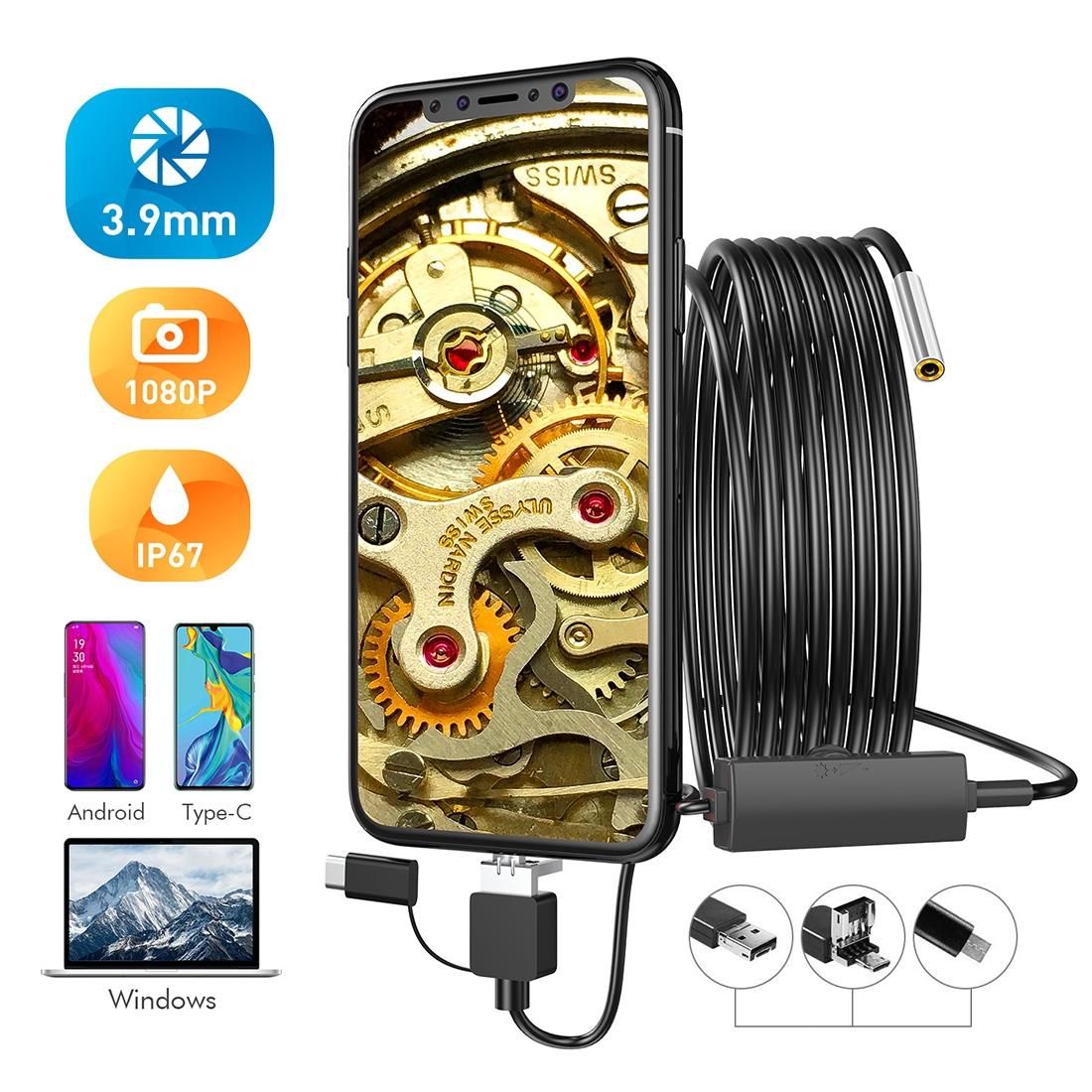 inskam107 3.9mm 3 In 1 HD Waterproof Industry Digital Endoscope Inspection Camera, Length:1m Hard Cable