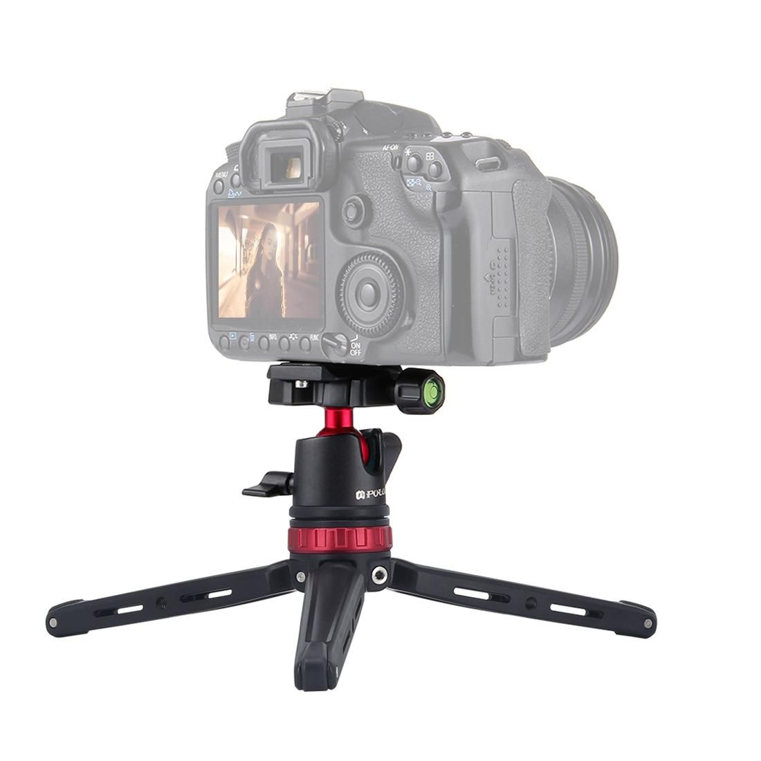 PULUZ Pocket Mini Adjustable Metal Desktop Tripod Mount with 360 Degree Ball Head for DSLR & Digital Cameras, Adjustable Height: 11-20.2cm (Red)
