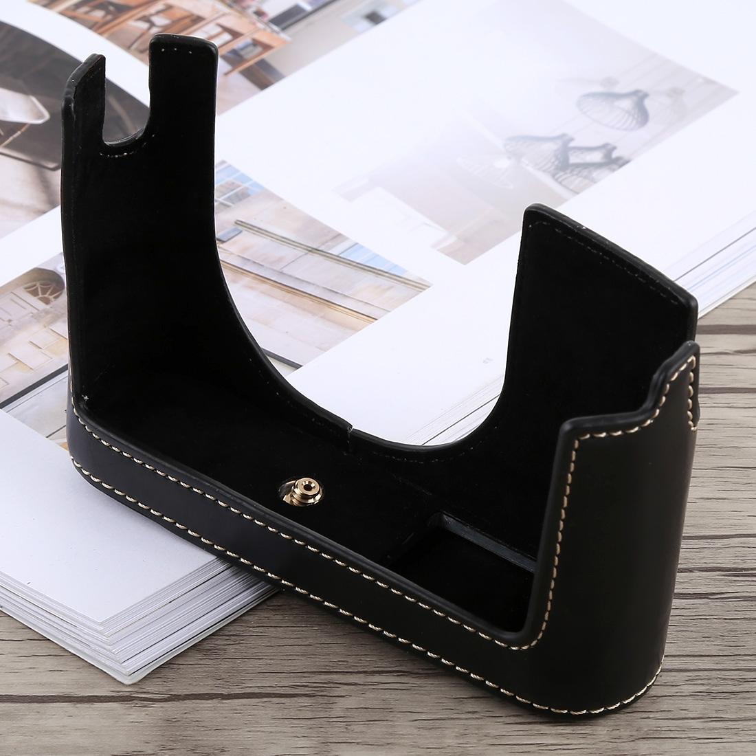 1/4 inch Thread PU Leather Camera Half Case Base for Leica Q (Coffee)