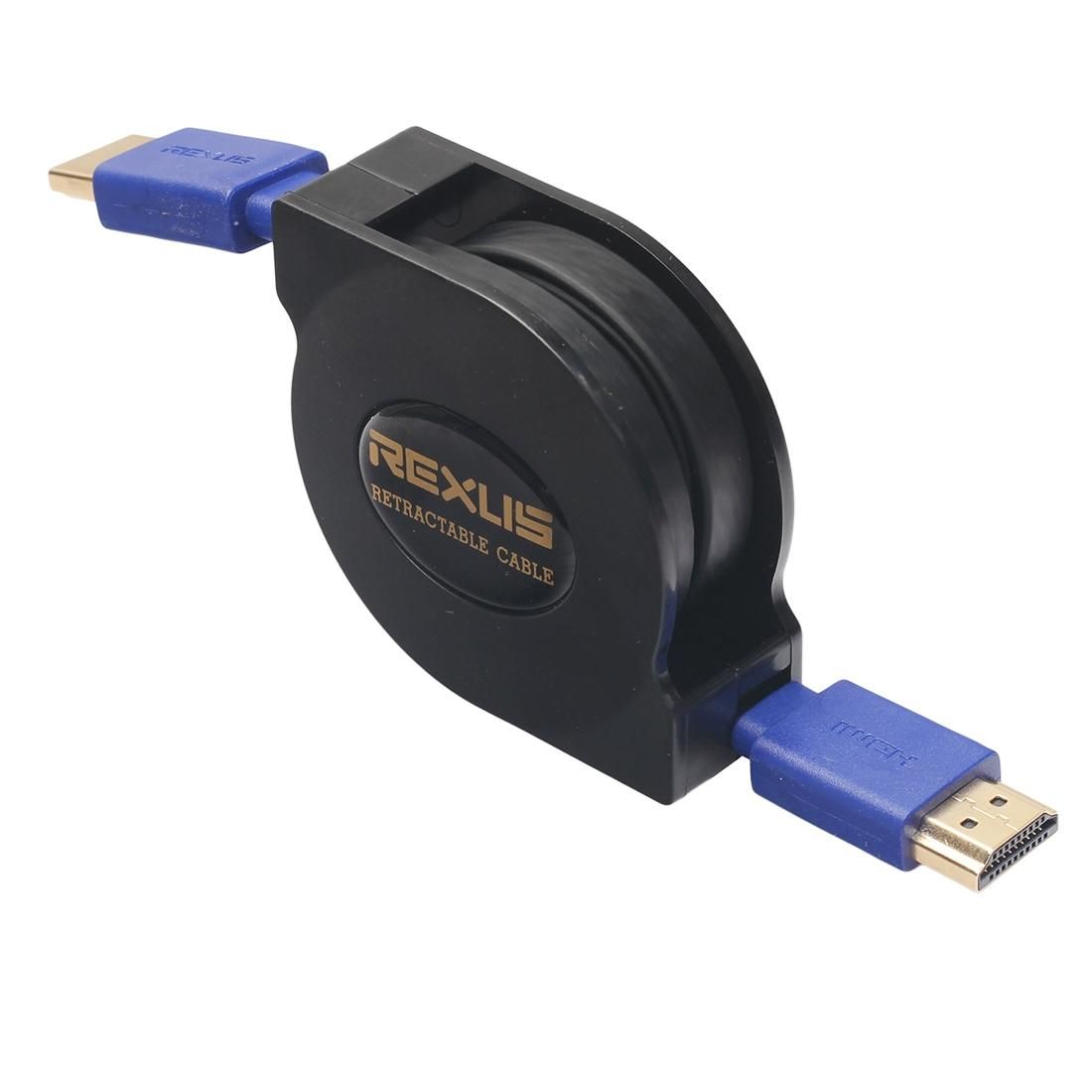 1m HDMI 1.4 Gold Plated Connectors HDMI Male to HDMI Male Retractable Flat Cable (Black)