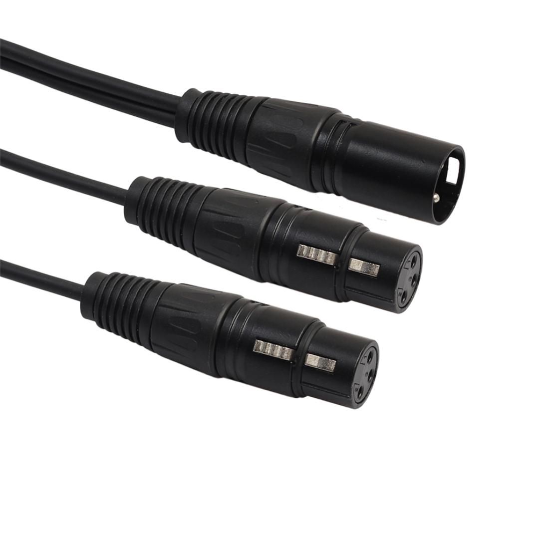 30cm 3 Pin XLR CANNON 1 Male to 2 Female Audio Connector Adapter Cable for Microphone / Audio Equipment (Black)