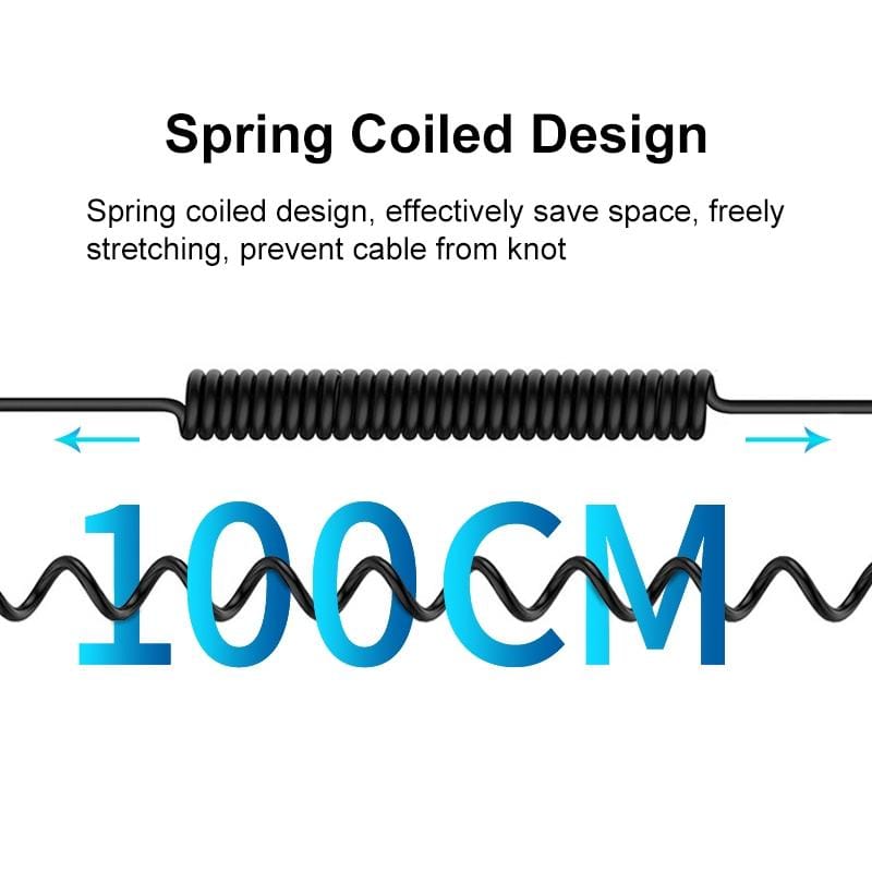 PULUZ 3.5mm TRRS Male to 8 Pin Male Live Microphone Audio Adapter Spring Coiled Cable for iPhone, Cable Stretching to 100cm (Black)