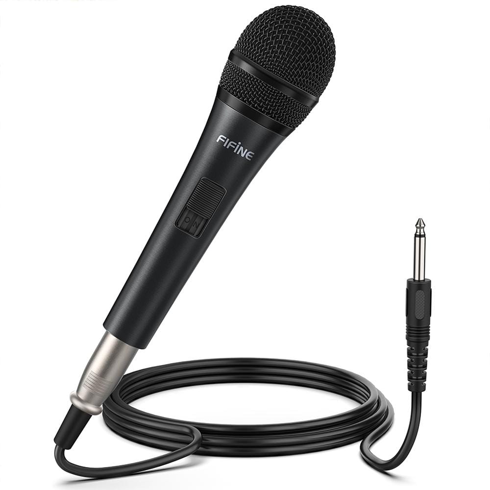 FIFINE K6 Home KTV Handheld Cardioid Dynamic Wired Microphone, Cable Length: 4.5m (Black)