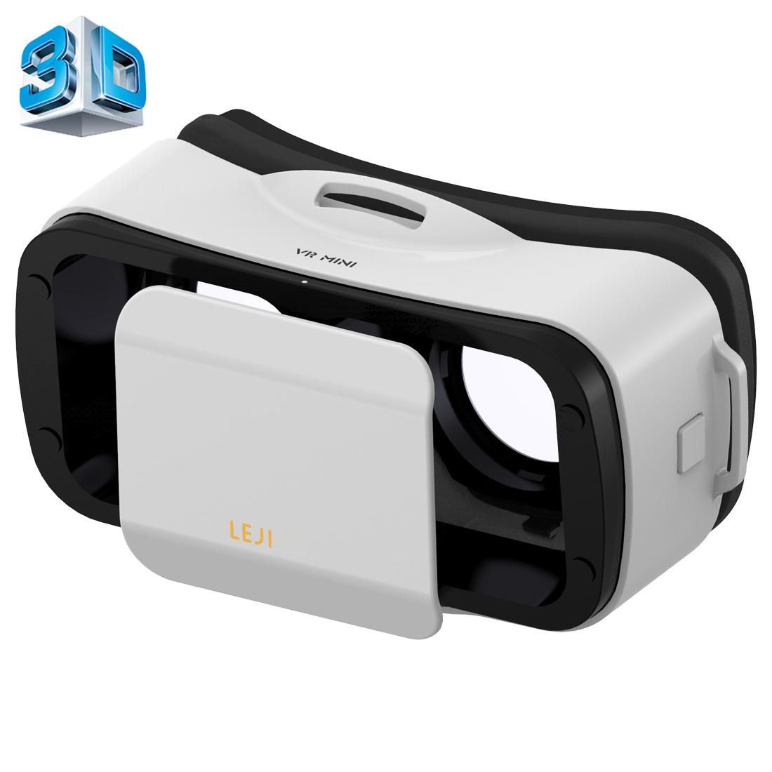 LEJI Mini VR Virtual Reality 3D Helmet Headset Glasses for 4.5-5.5 inch Smartphones (White)