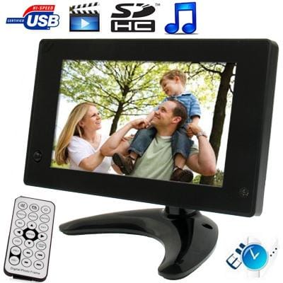 7 inch 800x480/16:9 LCD Digital Picture Frame with Holder & Remote Control Support SD / MMC / MS Card and USB (Black)
