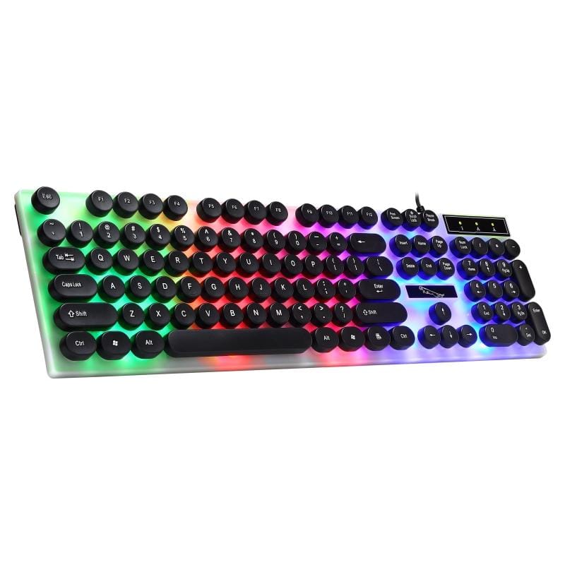 Chasing Leopard G21 USB 104-keys Waterproof Floating Round Punk Keycap Colorful Backlight Mechanical Feel Wired Keyboard, Length: 1.3m (White)