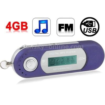 4GB MP3 Player with LCD Screen, Support FM Radio, Work with AAA battery, Use as USB Flash Disk (Blue)