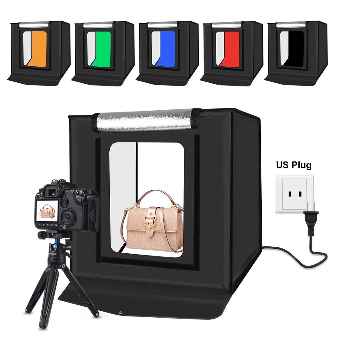 PULUZ 40cm Folding Portable 24W 5500K White Light Photo Lighting Studio Shooting Tent Box Kit with 6 Colors Backdrops , Size: 40cm x 40cm x 40cm (US Plug)