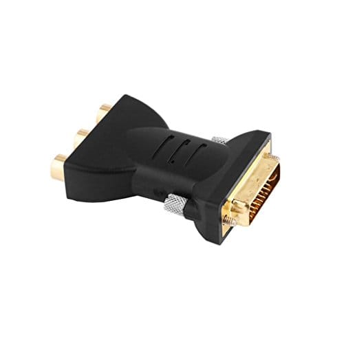 Standard DVI-I 24+5 Male to Black 3 RCA Female Connector Converter Adapter