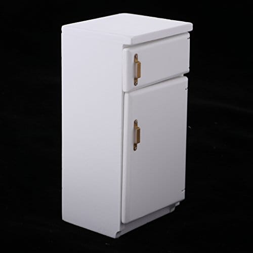 Miniature White Wood Refrigerator Fridge Furniture for 1/12 Dolls House Kitchen Dining Room Accessory