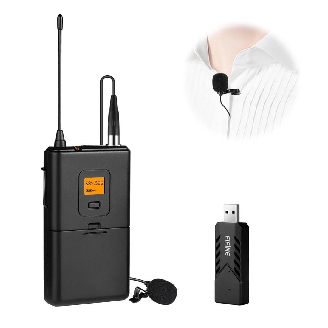 FIFINE K031 U Segment Wireless Lavalier Microphone for Live Broadcast, Show, KTV, etc, Compatible With Notebook, PC, Speaker, Headphone, iPad, iPhone, Galaxy, Huawei, Xiaomi, LG, HTC and Other Smart Phones
