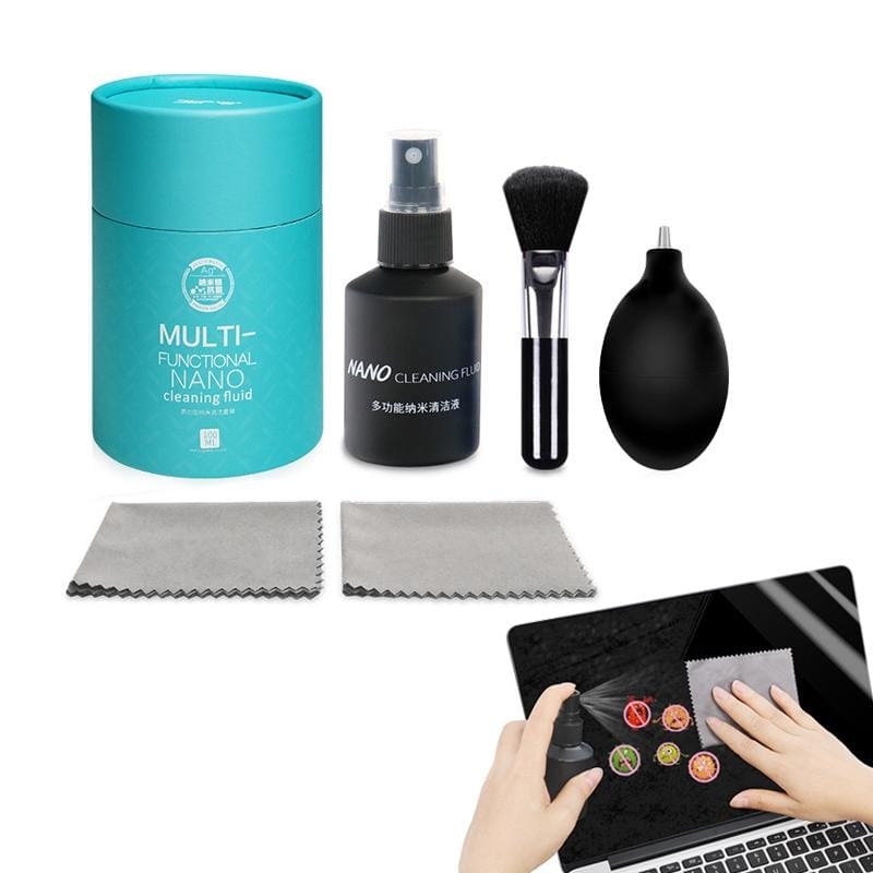 5 in 1 Nano Cleaning Solution + Cleaning Brush + Fiber Wiping Cloth + Cleaning Air Blower Computer Screen Cleaning Solution Digital Product Cleaner Set