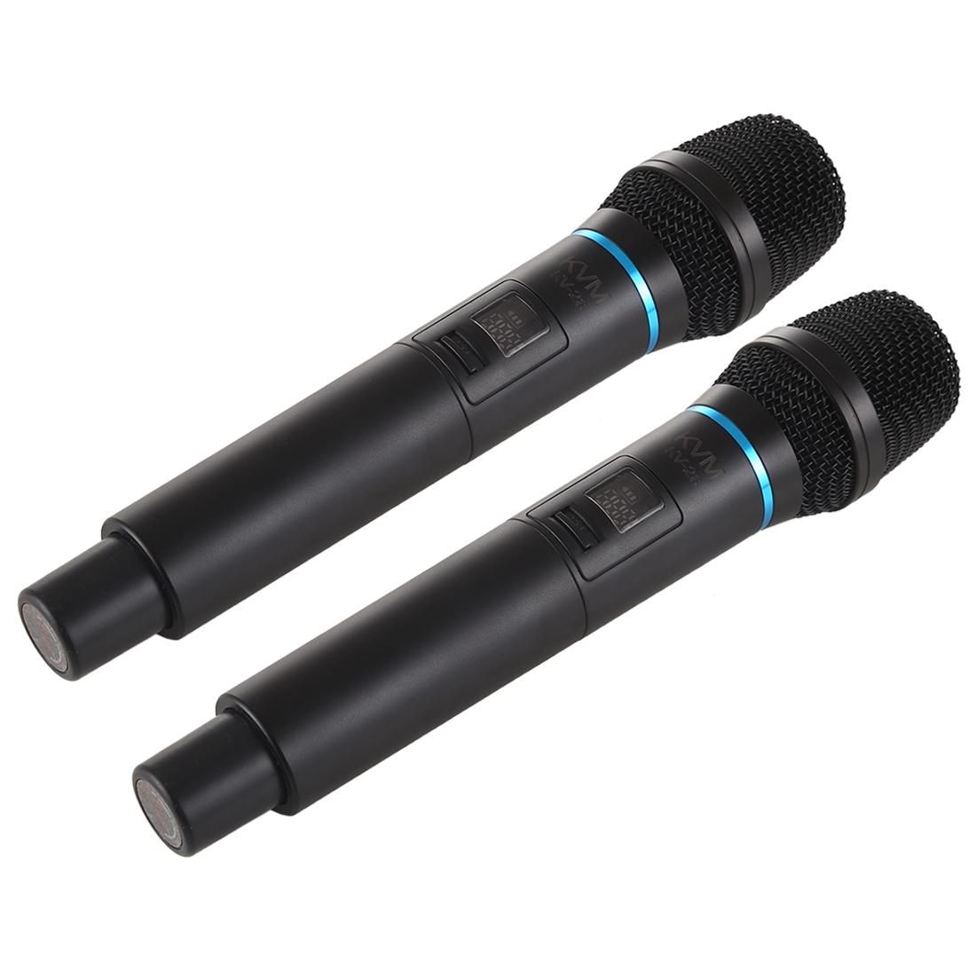 KVM KV-28 1-to-2 Handheld UHF/VHF Wireless Microphones with Receiver (Black)