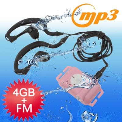 4GB Waterproof IPX8 MP3 Player with FM Radio function (Pink)
