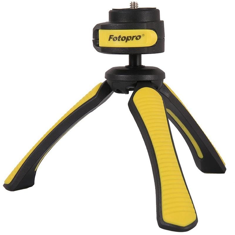Fotopro SY-310 Adjustable 123mm-167mm 1.5kg Burden 1/4 inch Screw Portable Mini Tripod Holder Stand Mount with Protective Cover & Sling for Mobile Phone & GoPro & Card Machine & Micro DSLR Digital Camera (Yellow)