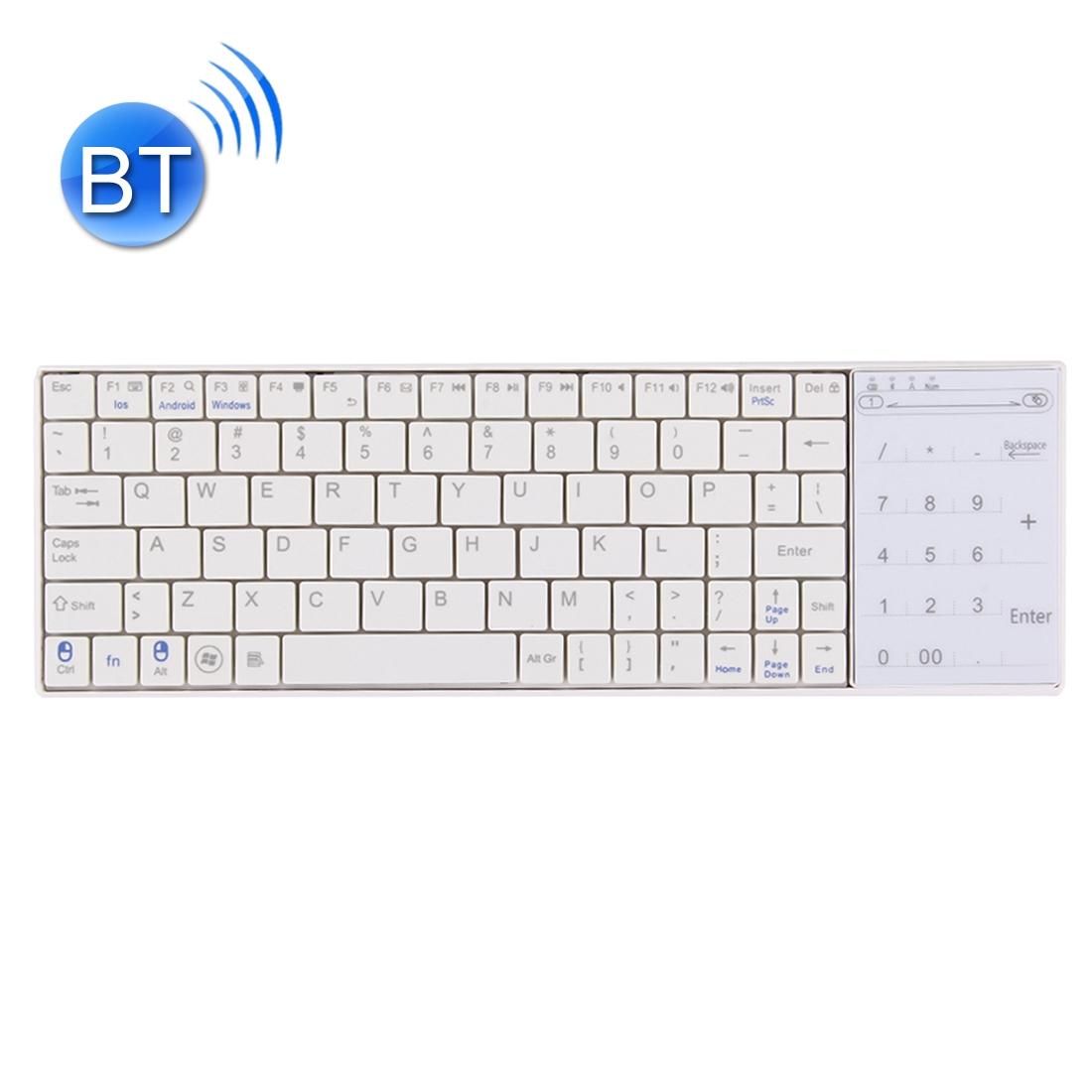 BT8 Bluetooth Wireless 80 Keys Keyboard with Touchpad for Windows / iOS / Android (White)