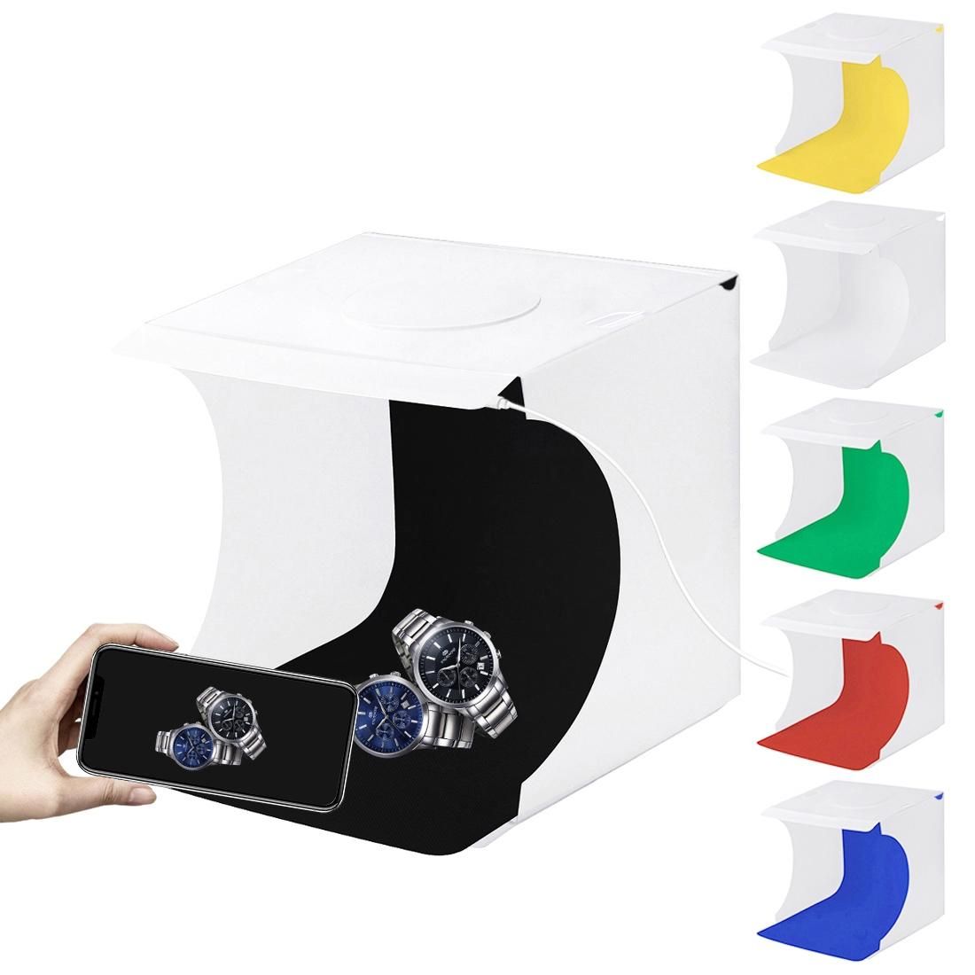 PULUZ 20cm Folding Portable 550LM Light Photo Lighting Studio Shooting Tent Box Kit with 6 Colors Backdrops , Unfold Size: 24cm x 23cm x 22cm (Style3)