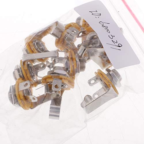 10 pcs 1/4'' 6.35mm Mono Socket Jack Female Connector Panel Mount Solder Mono Chassis Audio Speaker Adapter Cable Connector(No Switch)