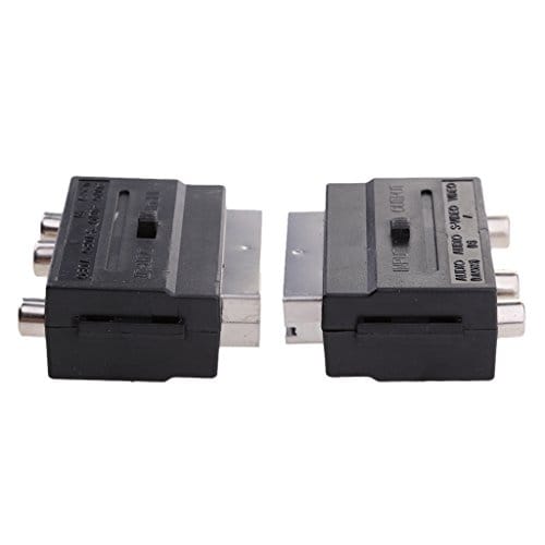 2 Pieces 21Pin SCART Male Plug To Composite 3RCA S-Video AV TV Audio Adapter