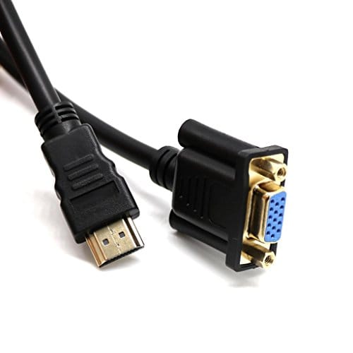 HDMI to VGA,Gold-Plated HDMI to VGA Adapter (Male to Female) for Computer, Desktop, Laptop, PC, Monitor, Projector, HDTV, Chromebook, Raspberry Pi and More - Black