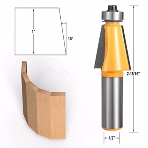 1/2inch Shank 15Degree Chamfer and Bevel Edging Router Bit 2-15/16inch H Woodworking Tool