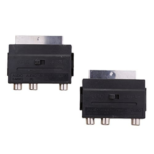 2 Pieces 21Pin SCART Male Plug To Composite 3RCA S-Video AV TV Audio Adapter