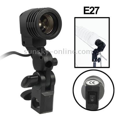 E27 AC Socket Studio Light Mount Stand Umbrella Holder (Black)