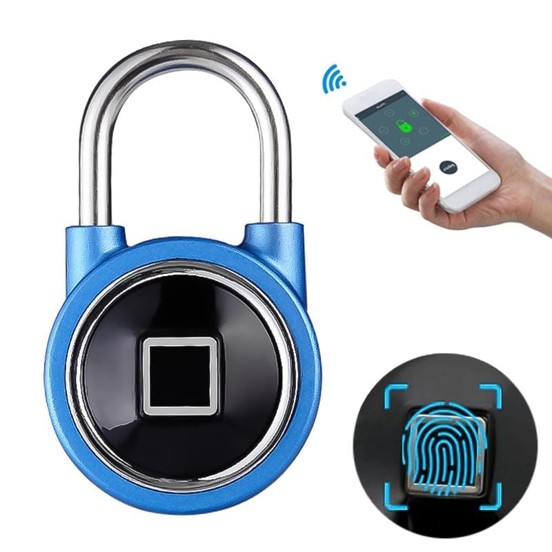 Waterproof Intelligent Bluetooth Fingerprint Padlock Remote Unlocking for iOS / Android (Blue)