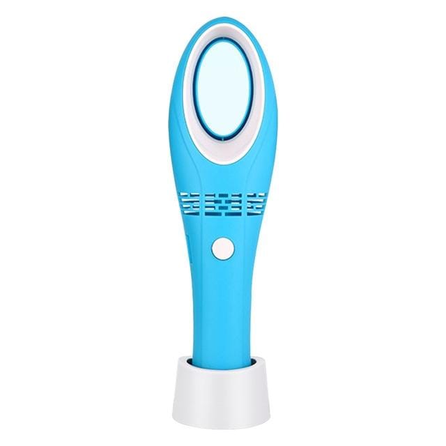USB Handheld Mini Cooler Leafless Fan Rechargeable Portable (Blue)