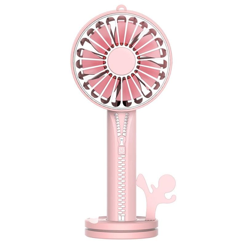 Zipper Fan USB Mini Handheld Fan Portable with Stand Base (Xiangfei Powder)