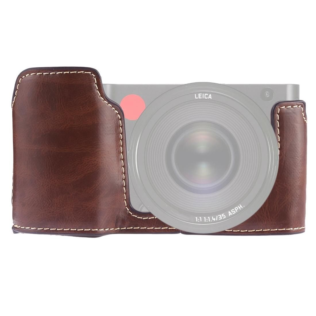 1/4 inch Thread PU Leather Camera Half Case Base for Leica TL (Coffee)