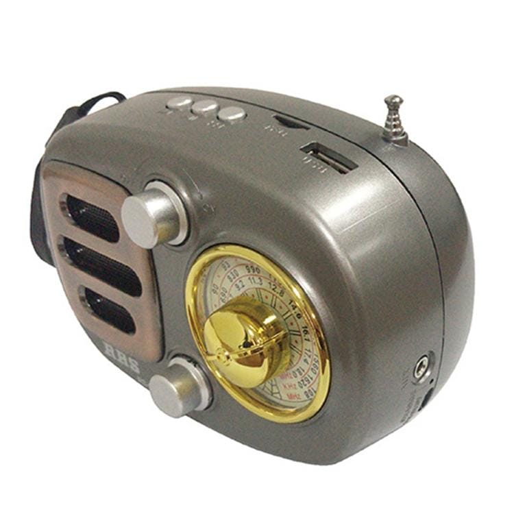 2 PCS RRS K-653BTA Retro Style Multi-band Pointer FM/AM/SW Radio Bluetooth Wireless Speaker, Support USB TF Card AUX-in (Grey)