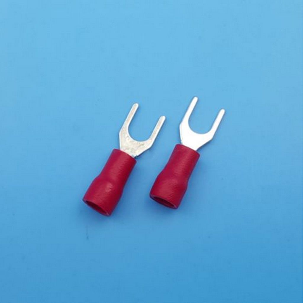 100x Fully Insulated Red 4.3MM Fork Connector Crimp Electrical Terminal