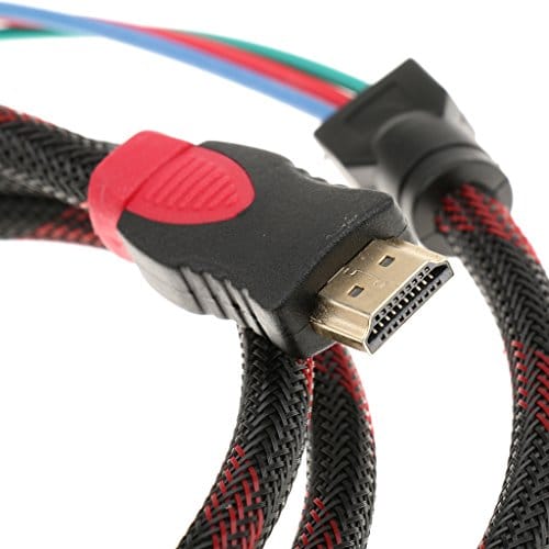 HDMI to 3 RCA, Nylon Braided HDMI Male to 3 RCA Male Video Audio AV Cable Cord Transmitter Adapter for HDTV DVD 1080P HD 5Ft / 1.5M