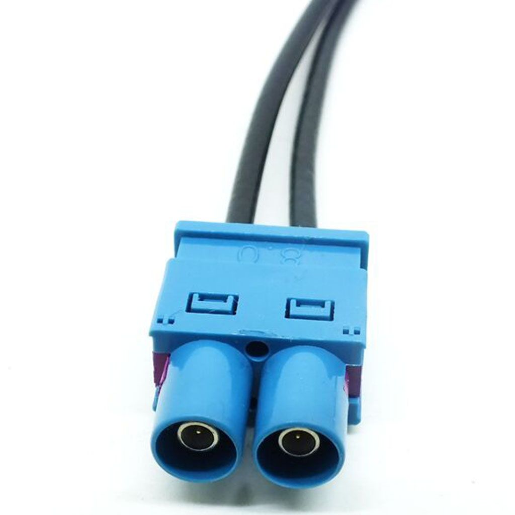 Dual Twin Male Fakra to DIN Radio Aerial Mast Antenna Adapter for VW AUDI