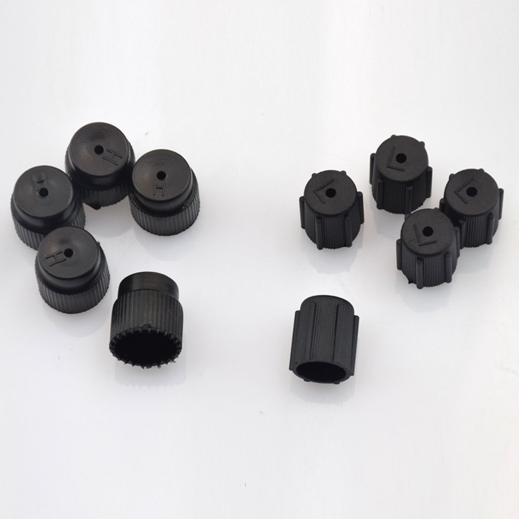 10 Pieces AC A/C Charging Port Service Caps R134a R12 13mm & 16mm Black