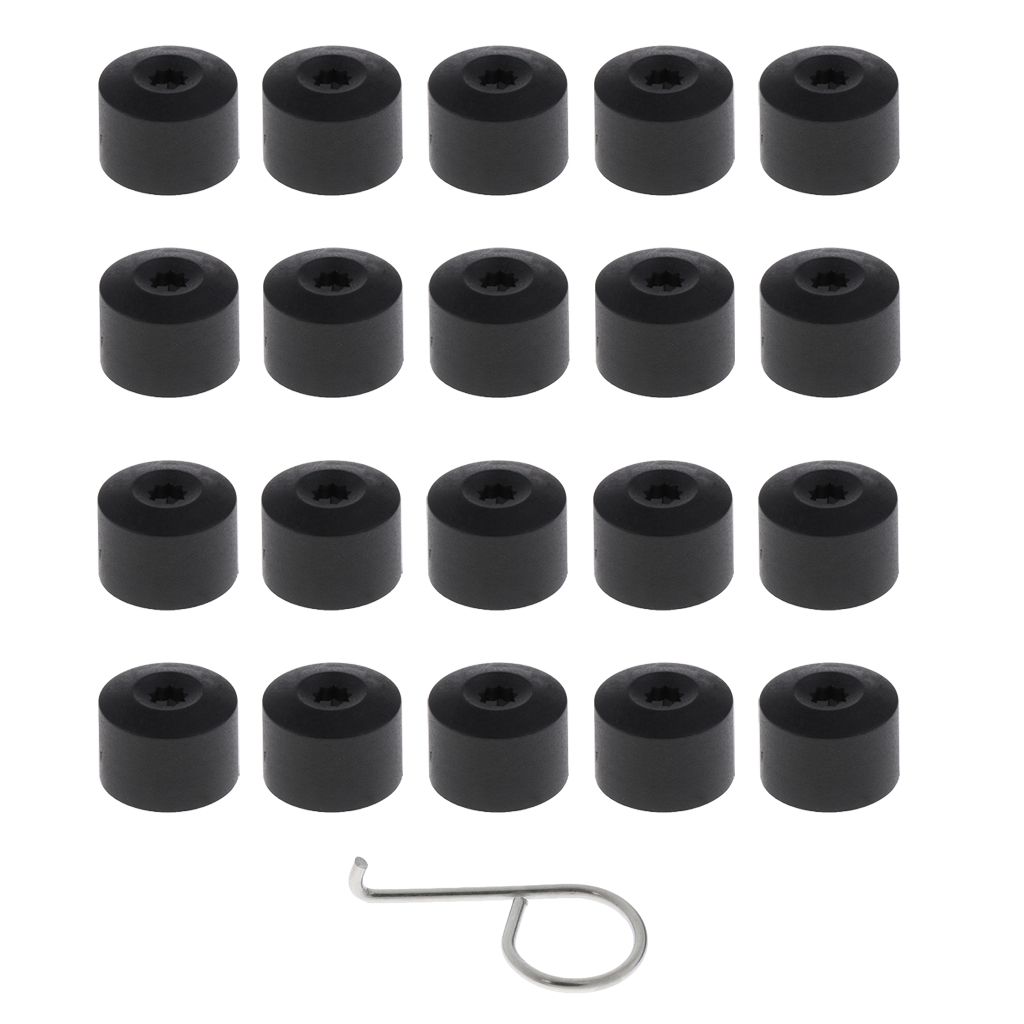 20 Pieces Car Wheel Tyre Center Hub Screw Protective Cap for VW Black