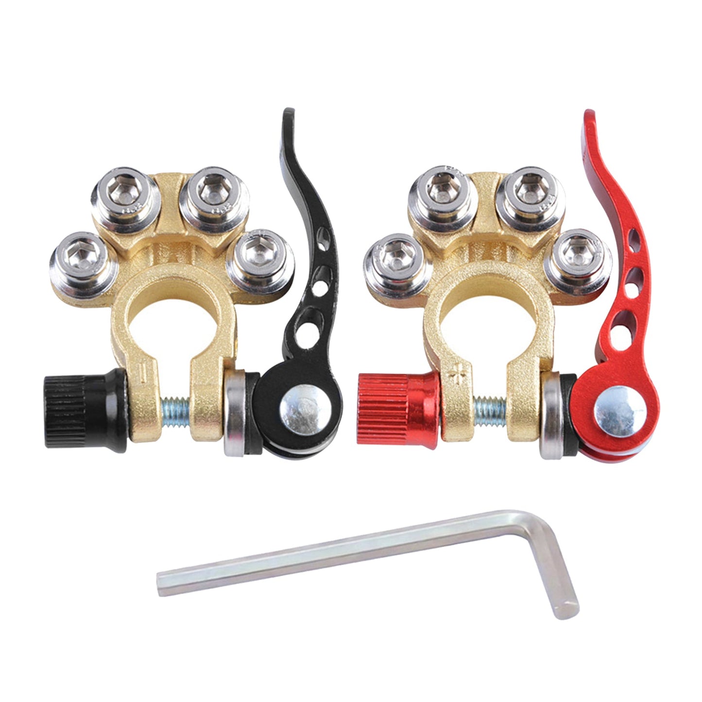 Pair Brass Boat Car Battery Terminals Connector Clamps Tool RV UTV Vehicles