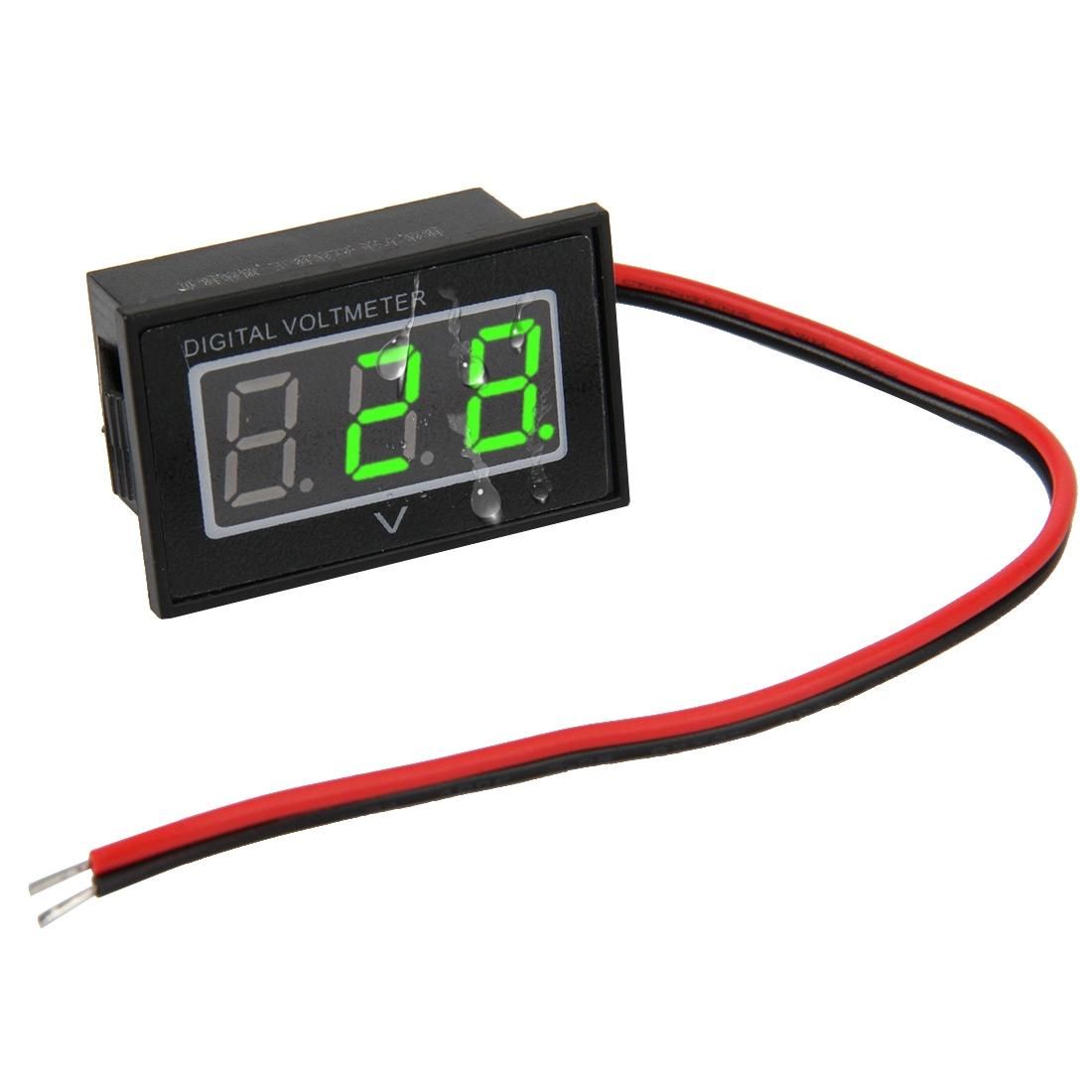 V40D 2 Wires Green Light Display Mini Waterproof IPX4 Digital Voltage Meter, Measure Voltage: DC 2.5-30V (Style1)