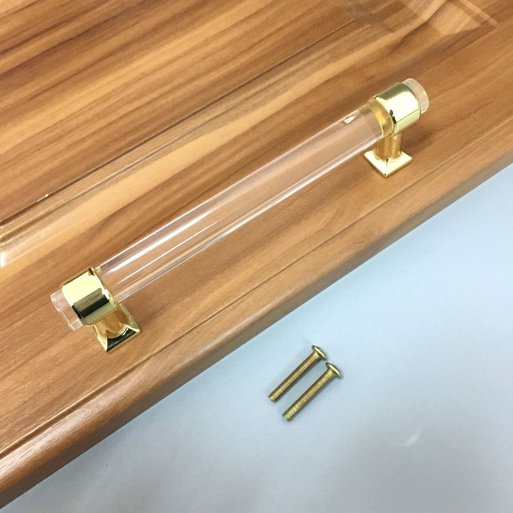 Acrylic Door Pull Knob Drawer Cabinet Cupboard Handle Hardware Gold 150mm