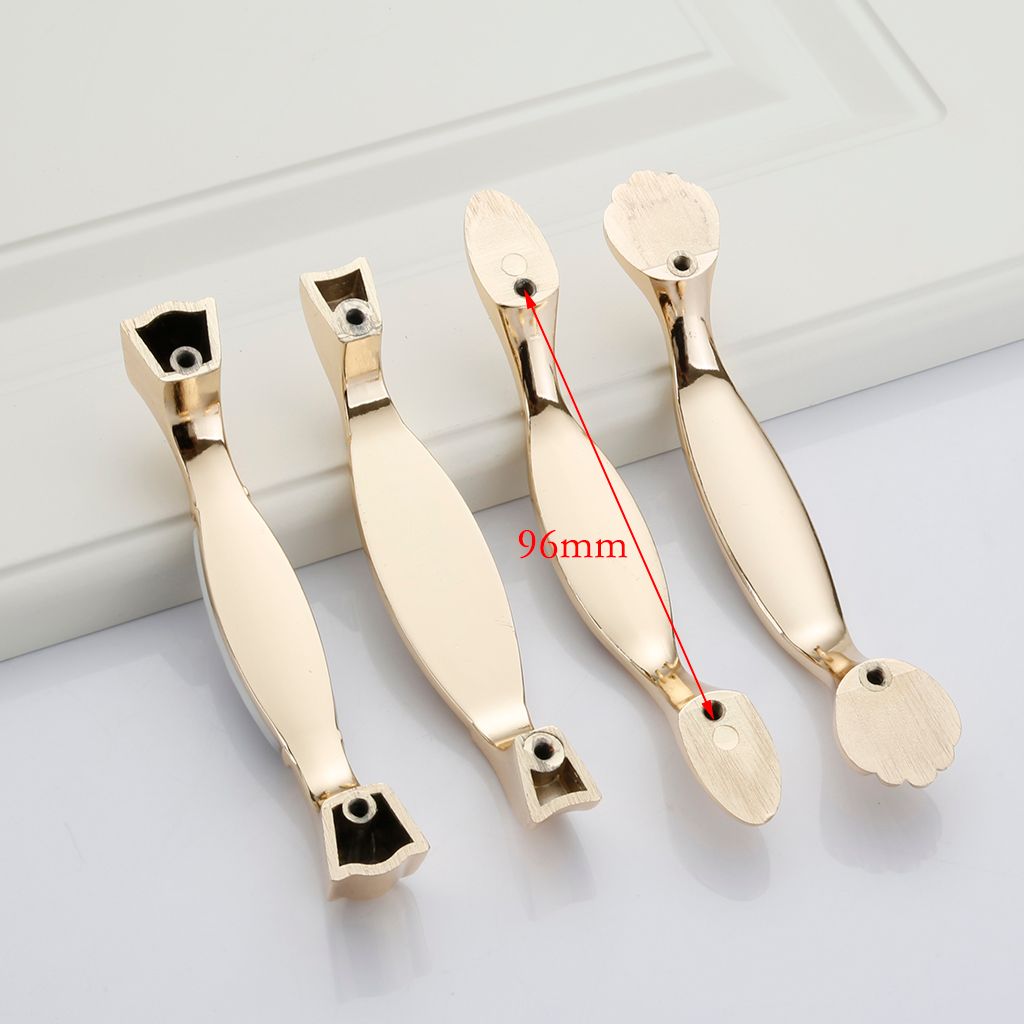 Pastoral Ceramic Cabinet Handles European Style Pulls Rose-gold Color Knob G