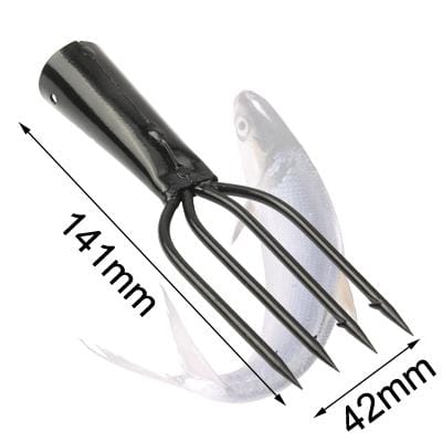 4-Tine Fish Spear Head Fishing Spear Fishing Tool Kit for Fisherman (Black)