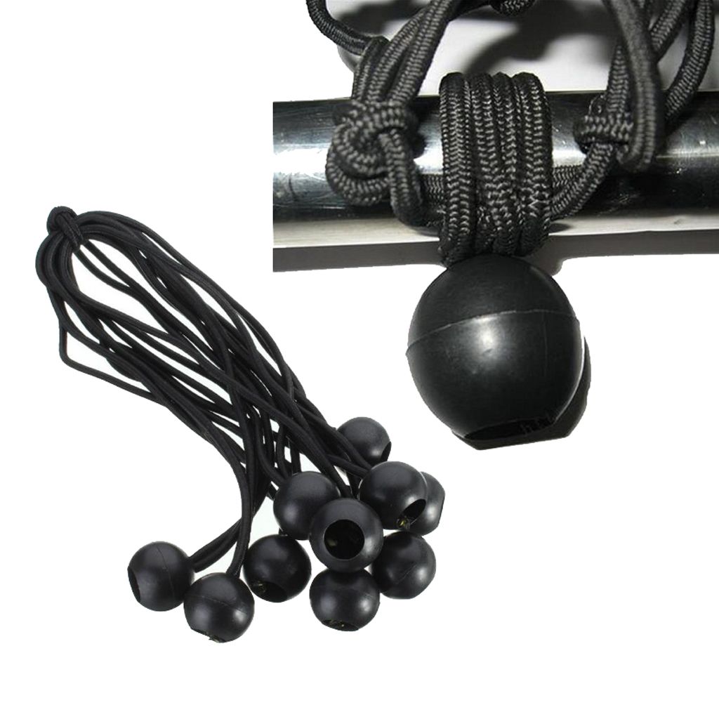 10 Pieces Elastic Tent Fix Cords Bungee Strap Black Ball Tarp Canopy Wire