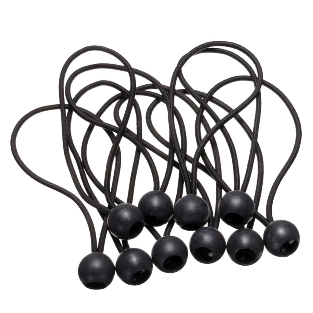 10 Pieces Elastic Tent Fix Cords Bungee Strap Black Ball Tarp Canopy Wire
