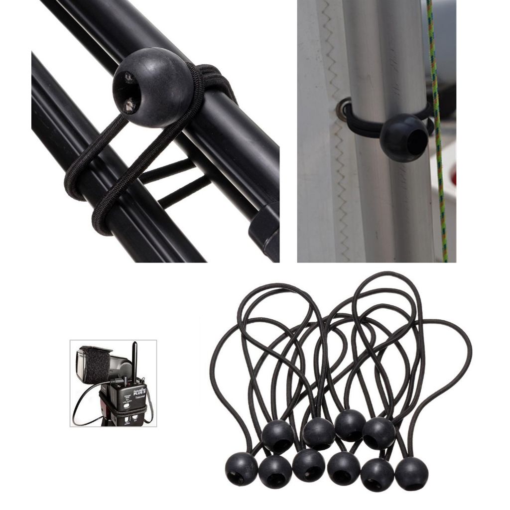 10 Pieces Elastic Tent Fix Cords Bungee Strap Black Ball Tarp Canopy Wire
