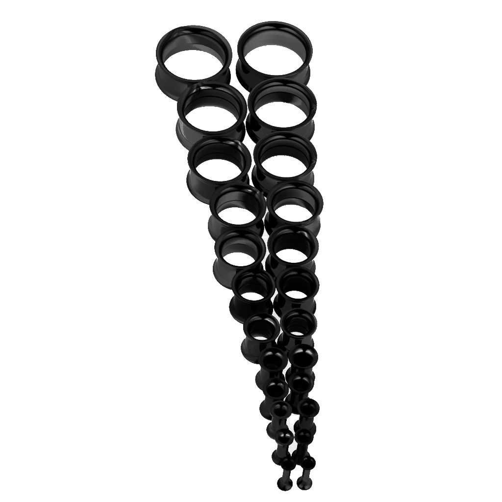 Black Stainless Steel Ear Flesh Tunnels Plugs Screw Expander Ear Gauges 10mm