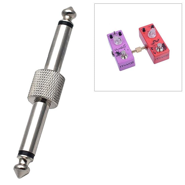 6.35mm 1/4 inch Male to Male Guitar Effect Pedal Connector Electric Pedal Board Adapter (Silver)
