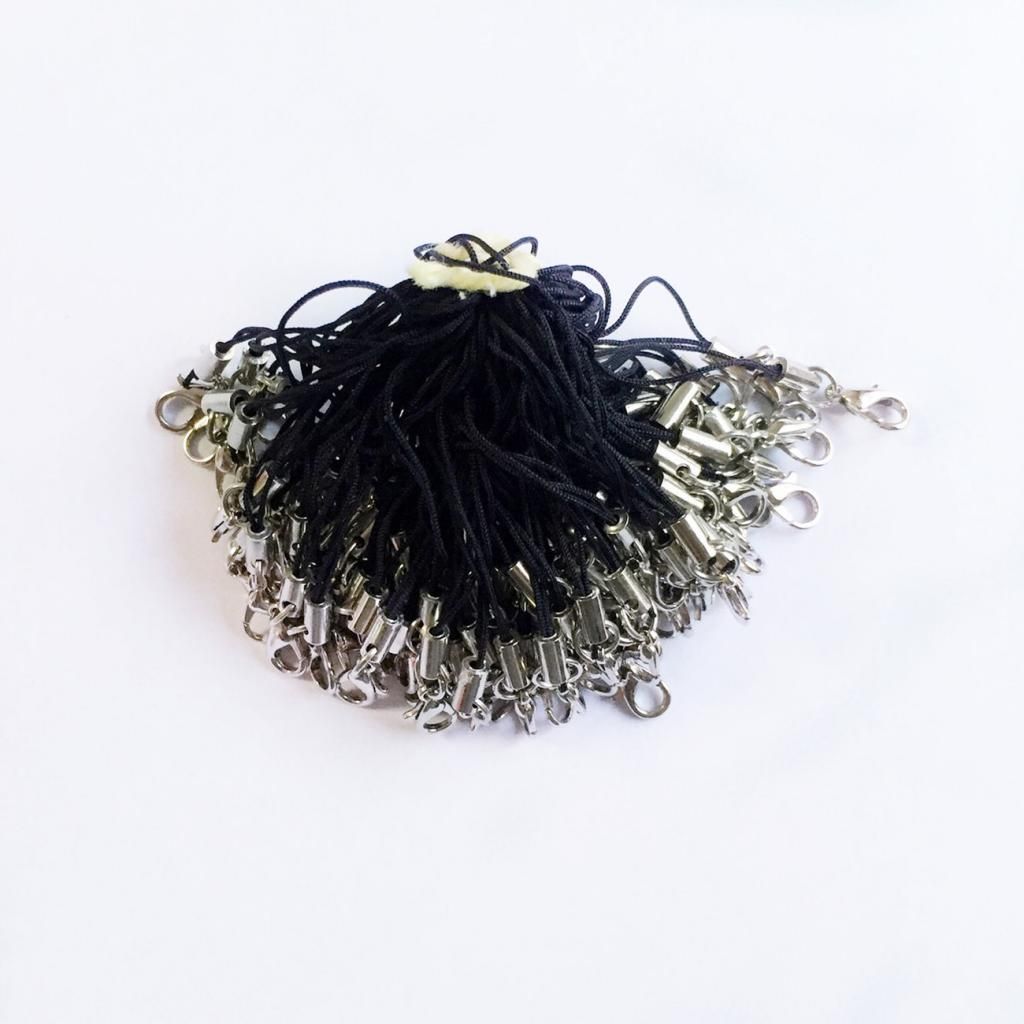 100pcs Cell Phone Straps Strings Lobster Clasp Cord Lanyard String Black
